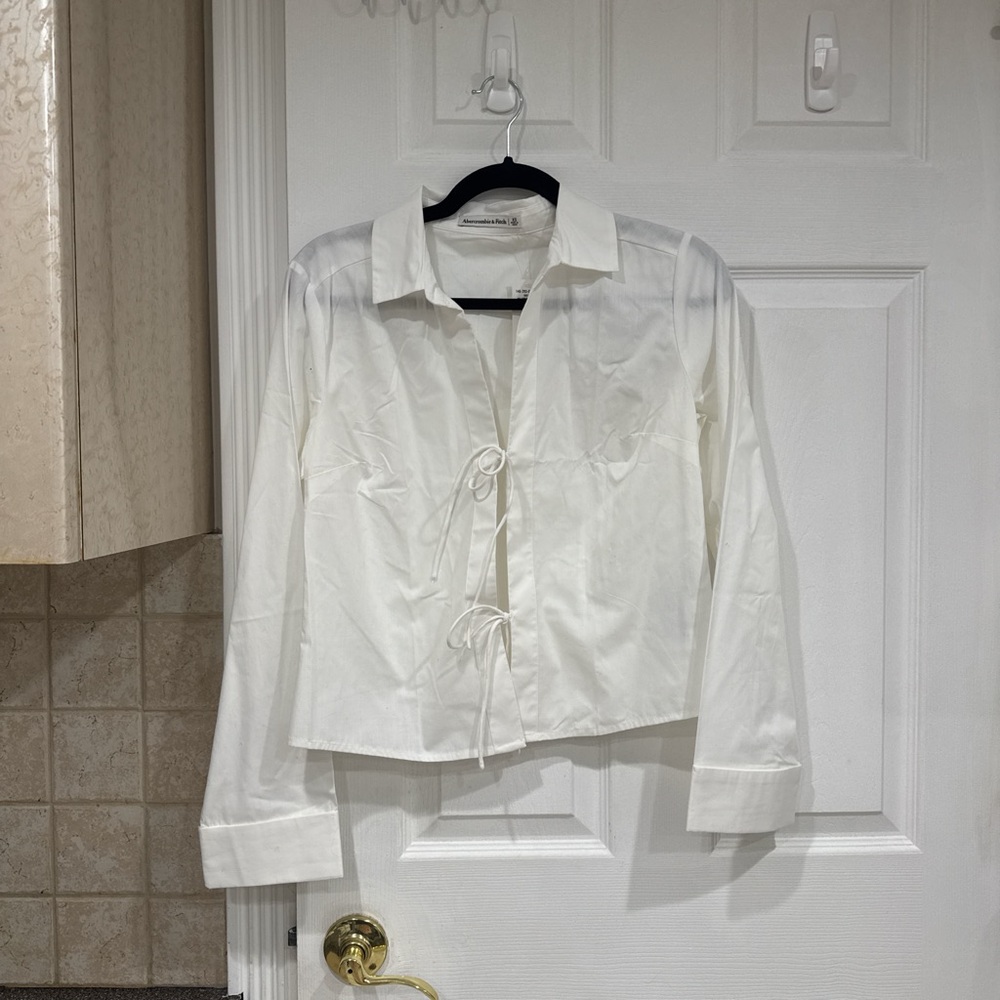 Abercrombie White Tie-Front Top